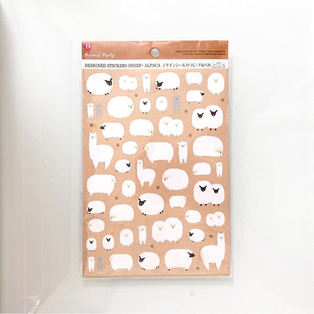 DAISO ANIMAL PARTY SHEEP & ALPACA STICKERS